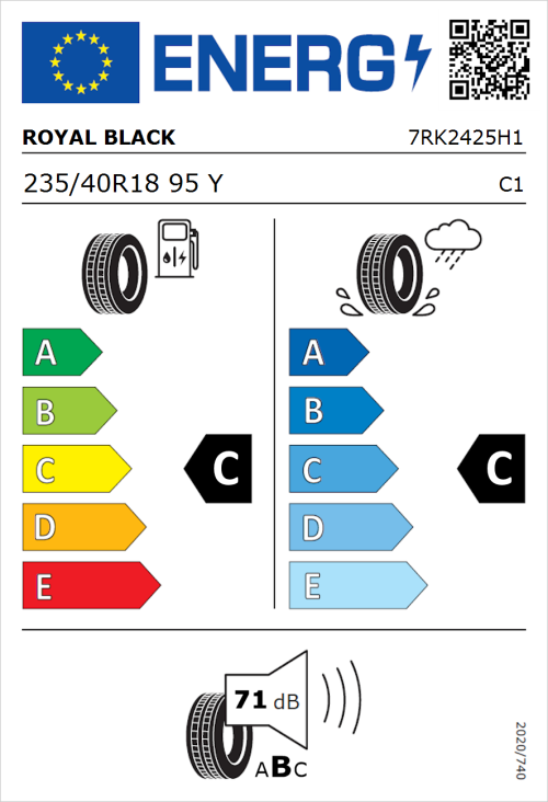 Tyre Label for Royal Black Explorer II 235/40R18 95Y