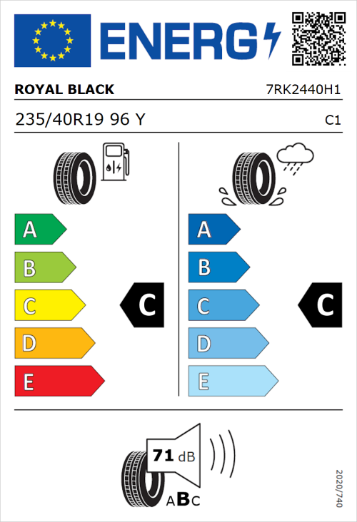 Tyre Label for Royal Black Explorer II 235/40R19 96Y
